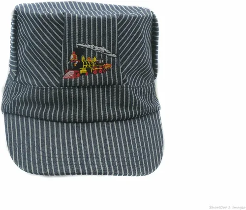 Miniatura 2 de Sombrero de ingeniero de tren para adultos, sombrero de ingeniero de motor de vapor rojo para hombre I trenes, marino