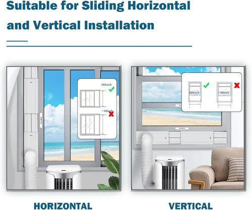 Miniatura 4 de Kit de ventilación de aire acondicionado portátil, manguera de escape de 5.1 pulgadas de diámetro y 59 pulgadas de longitud, panel de sellado de CA