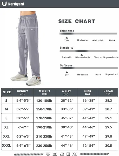 Miniatura 7 de NORTHYARD Pantalones deportivos para correr para hombre, ligeros, pantalones de senderismo para entrenamiento, gimnasio, correr, pantalones