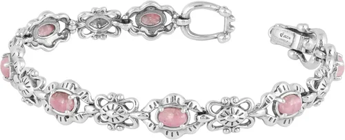 Miniatura 51 de American West Jewelry Pulsera de plata de ley con piedras preciosas de eslabones de concha, tallas pequeñas a grandes