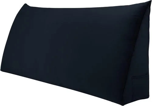 Miniatura 11 de WOWMAX Almohada de cuña para cabecera de cama de día, con funda extraíble, terciopelo negro, tamaño matrimonial