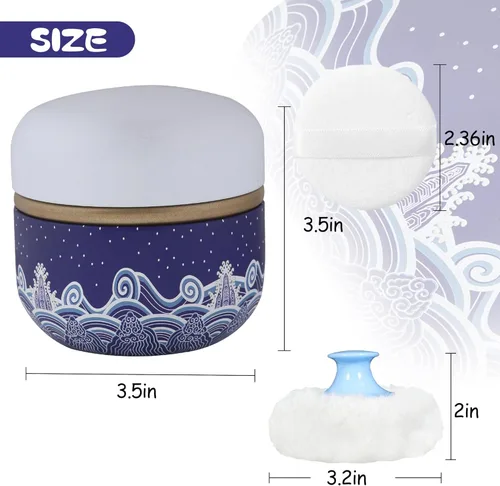 Miniatura 2 de Estuche de Polvo Corporal WEMEGA con Aplicador de Polvo, Contenedor de Polvo, Caja de Té para Polvo Corporal y Facial para Bebés y Mujeres, Estuche
