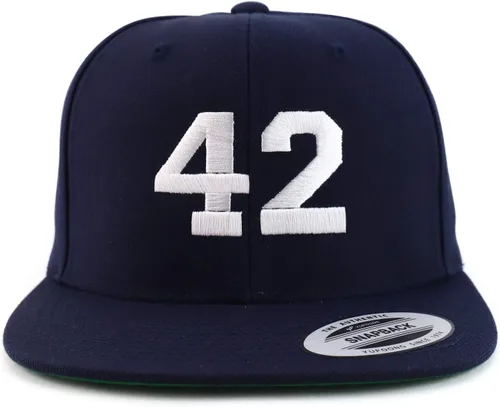 Miniatura 2 de Trendy Apparel Shop Gorra de béisbol bordada con pico plano bordado de hilo blanco número 42