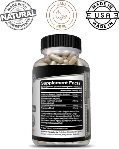 Miniatura 3 de Kaya Naturals Complejo de hongos premium potente - Suplemento de hongos - Cápsulas complejas de hongos 1995 mg por porción - Ayuda a la claridad