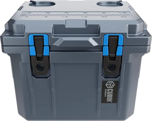 Miniatura 6 de Cubix Outdoors, Enfriador personal rotomoldeado QuadraX 10QT, hielera dura aislante portátil, retención de frío de 3 días, portaviandas Gris granito