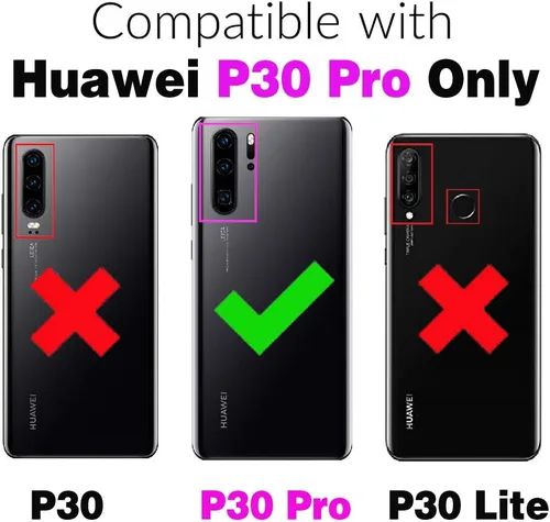 Miniatura 2 de Funda de teléfono para Huawei P30 Pro con protector de pantalla de vidrio templado y soporte magnético para anillo soporte soporte delgado