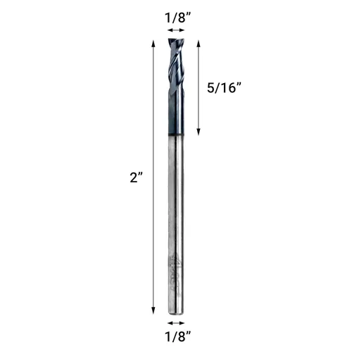 Miniatura 2 de ACCUT I2KES - Fresa cuadrada de carburo de 2 flautas de 1/8 pulgadas, broca de fresado para aluminio, acero, cobre, plástico y aleaciones, hélice