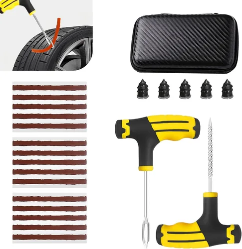 Miniatura 8 de Kit de herramientas de reparación de neumáticos de vacío de 12 piezas, juego de parches de neumáticos con tiras y herramientas de reparación