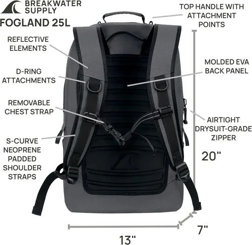 Miniatura 5 de Breakwater Supply Fogland CORDURA - Mochila sumergible impermeable IP68 Tech Bag con funda para laptop y cremalleras herméticas para viajes