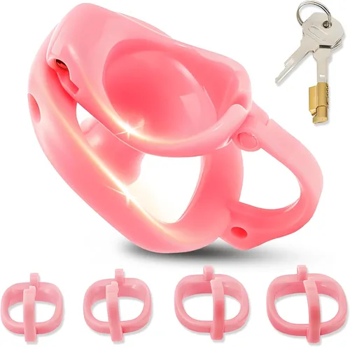 Miniatura 11 de Jaula de castidad impresa en 3D con 4 anillos diferentes, jaula de pene masculina con ganchos y cerraduras ocultas, dispositivo de castidad