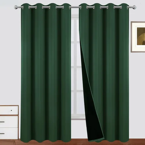 Miniatura 28 de LEMOMO Cortinas 100% opacas de 52 x 95 pulgadas, 2 paneles de oscurecimiento con aislamiento térmico para dormitorio Negro