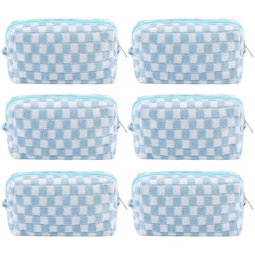 Miniatura 18 de ZLFSRQ Bolsa de maquillaje a cuadros para mujer, grande y pequeña, juego de bolsa de cosméticos a cuadros, bolsas de aseo de viaje, bolsa de Cuadros