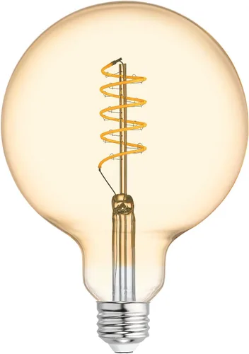 Miniatura 2 de GE Lighting 36538 LED de vidrio ámbar regulable Vintage Style G40 5 (reemplazo de 60 vatios), base mediana de 250 lúmenes Ámbar (Amber Glass)