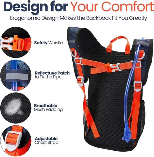 Miniatura 3 de Shinylin Mochila de Hidratación para Niños con Vejiga de Agua de 1.5L Mochila de Senderismo Ligera para Niños o Niñas Niños Ciclismo Escalada Correr