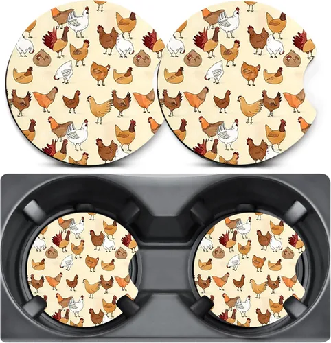 Miniatura 22 de Paquete de 2 posavasos para automóvil para portavasos, posavasos para portavasos de automóvil Trio Cats, tapete de goma antideslizante