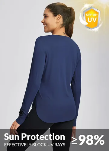 Miniatura 102 de BALEAF - Camisetas de sol de manga larga para mujer, con FPU 50+, para senderismo, ligeras, de secado rápido, protección contra rayos ultravioleta