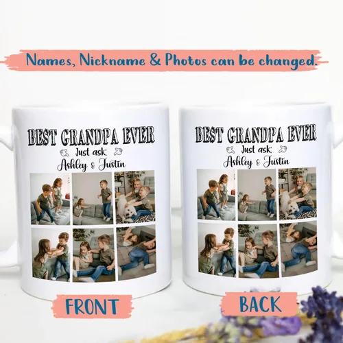 Miniatura 2 de Taza de café con texto en inglés "Best Grandpa Ever", regalo para el día del padre, taza de café personalizada para abuelo, tazas blancas de 11 Taza