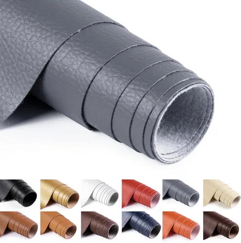 Miniatura 28 de ANMINY Tela de cuero sintético de vinilo de 54" de ancho para tapicería por yarda de 0.7MM de espesor, cuero PU suave para exteriores