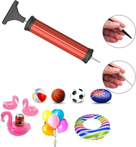 Miniatura 5 de DDUO Bomba de bola portátil, kit de inflador de bomba de aire con aguja, boquilla, manguera de extensión para baloncesto, fútbol, voleibol, rugby