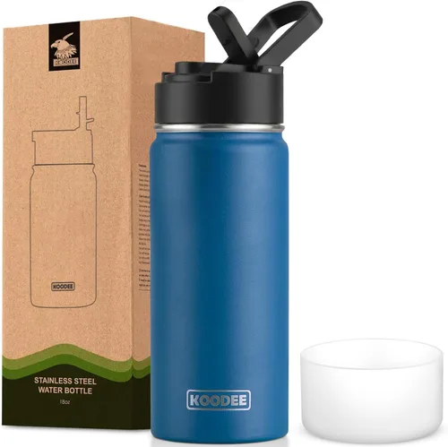 Miniatura 25 de koodee Insulated Water Bottle, 32 oz Stainless Steel Double Wall Vacuum Wide Mouth Sport Bottle with Leakproof Spout Lid (Navy)