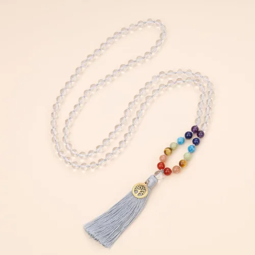 Miniatura 5 de COAI Collar Mala de piedra anudada a mano con 108 cuentas