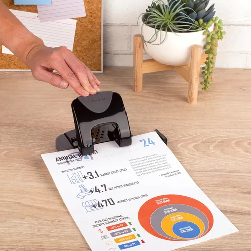 Miniatura 3 de Swingline - Perforadora de 2 agujeros, perforadora de 20 hojas, perforadora de papel, mango de confort de bajo esfuerzo SmartTouch, guía