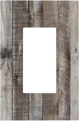 Miniatura 54 de Placa de pared dúplex de receptáculo de dispositivo de 1 gang de madera envejecida blanca gris con veta de tablón, cubierta de enchufe eléctrico