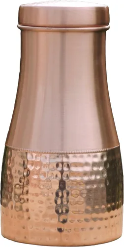 Miniatura 13 de Jarra de noche de cobre puro para beneficios de salud ayurveda, capacidad - 1 litro (33.81 onzas líquidas de EE. UU.) (patrón floral)