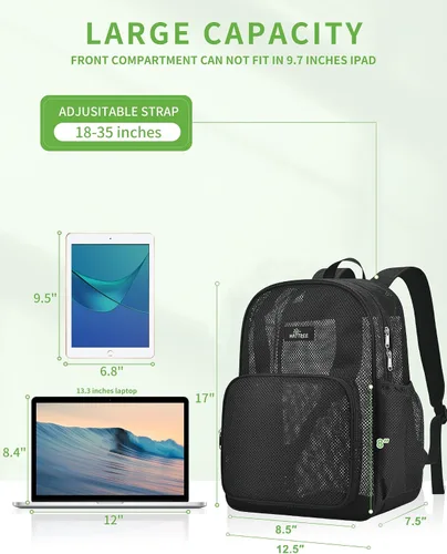 Miniatura 4 de MAY TREE Mochila de malla para escuela, playa, natación, fitness, al aire libre, bolsa de malla resistente con material de malla resistente
