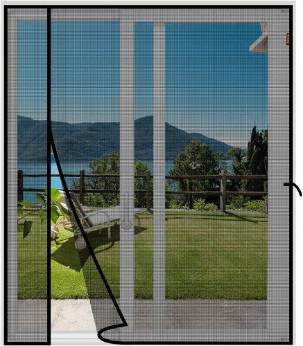 Miniatura 14 de MAGZO Puerta mosquitera magnética, se adapta a puertas de 32'' x 80'' (tamaño de malla de 34'' x 81''), apertura desplazada izquierda y derecha, Gris
