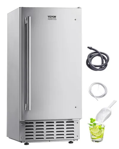 Miniatura 14 de VEVOR Máquina de hielo integrada para debajo del mostrador, 15 libras/día debajo del mostrador, máquina de hielo con puerta reversible de acero