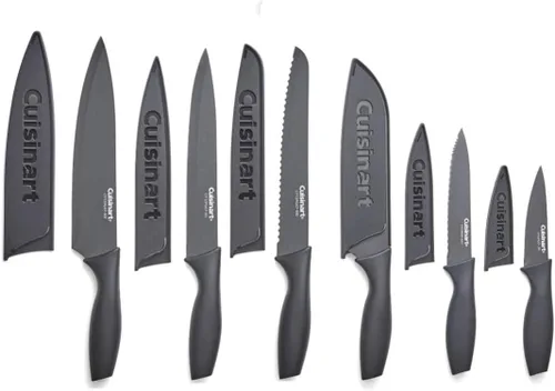 Miniatura 5 de Juego de cuchillos Cuisinart, juego de 12 piezas con revestimiento de cerámica con 6 cuchillas y 6 protectores de cuchillas, ligero, de acero Crema