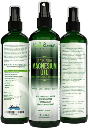 Miniatura 2 de Magnesio Aceite spray grande 12 oz sin diluir Incluye botella spray tamaño de viaje 100% puro y orgánico obtenido de la antigua Zechstein