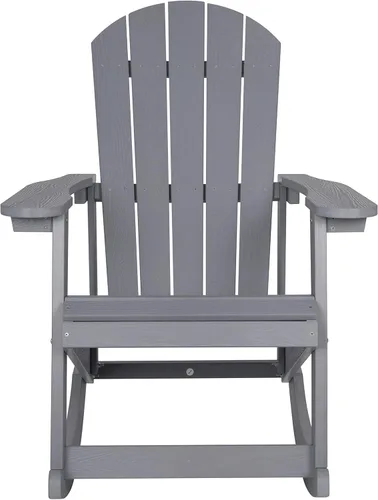 Miniatura 13 de Flash Furniture Savannah - Mecedora Adirondack de madera de poliresina, poliestireno gris para todo tipo de clima, herrajes de acero inoxidable