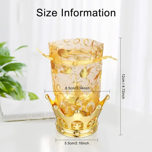 Miniatura 2 de Copa de corona dorada rellenable con bolsa para dulces, chocolate, pasteles, postres, decoración de almacenamiento para bodas, fiestas de cumpleaños