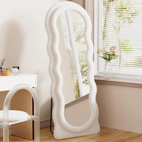 Miniatura 3 de Espejo de cuerpo completo, espejo de pie, espejo de 63 x 24 pulgadas, espejo de cuerpo completo ondulado, espejos de pie para dormitorio, sala