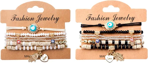 Miniatura 7 de 12Pcs Women's Bracelets Preppy Bracelet Protection Bracelet Friendship Bracelet Devil Eye Beaded Fashion Bracelet Bohemian Multilayer Rice Bead