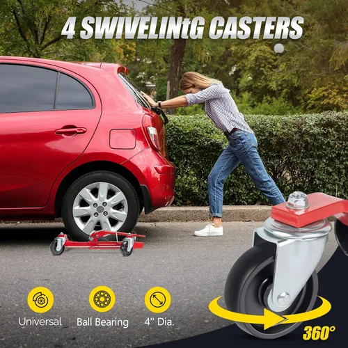 Miniatura 3 de TUFFIOM Juego de 4 gatos para ruedas de automóvil, patines mecánicos de 6000 libras, gato de posicionamiento de vehículo de 12 pulgadas, rodillos