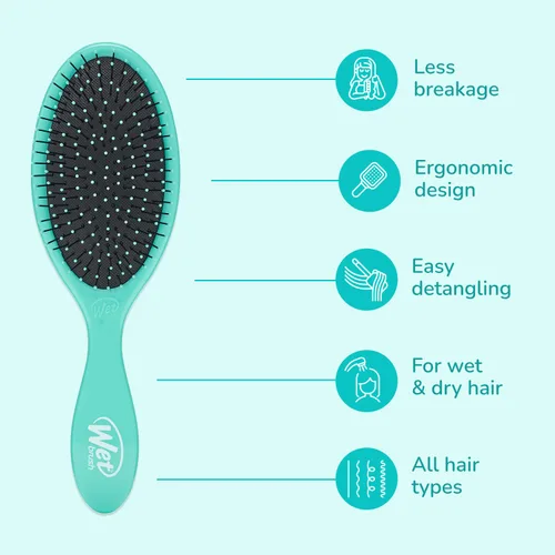 Miniatura 3 de Wet Brush Cepillo desenredante original, exclusivo de Amazon Aqua, cerdas IntelliFlex ultrasuaves, cepillo desenredante que se desliza a través