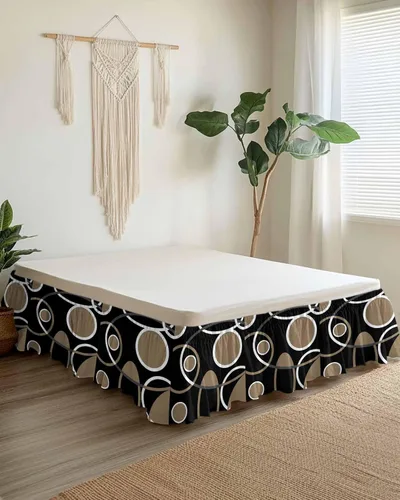 Miniatura 9 de Falda de cama floral amarilla, tamaño King de 16 pulgadas de caída, ajustable y elástica, plisada, con volantes de polvo de lujo para cama