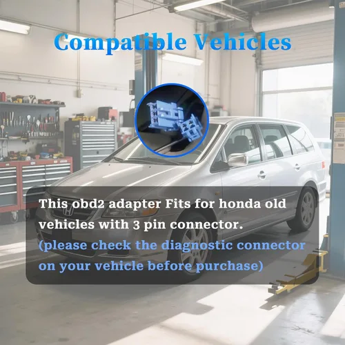 Miniatura 2 de Cable Adaptador OBD1 a OBD2 Compatible con Conector de 3 Pines para Honda, Adaptador de 3 Pines OBD1 a 16 Pines OBD2 para Vehículos Antiguos