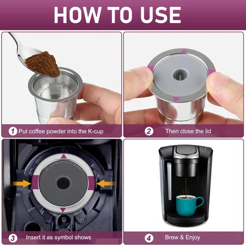 Miniatura 5 de Tazas reutilizables K Cups para Keurig, cápsulas de café reutilizables universales de acero inoxidable, cápsulas K recargables únicas para máquinas