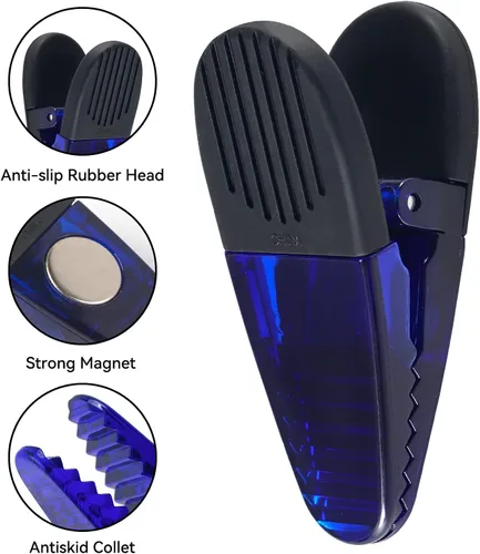 Miniatura 4 de Juego de clips magnéticos de plástico para refrigerador de 3-1/4 pulgadas de longitud, clips multiusos, juego de 6 (azul)