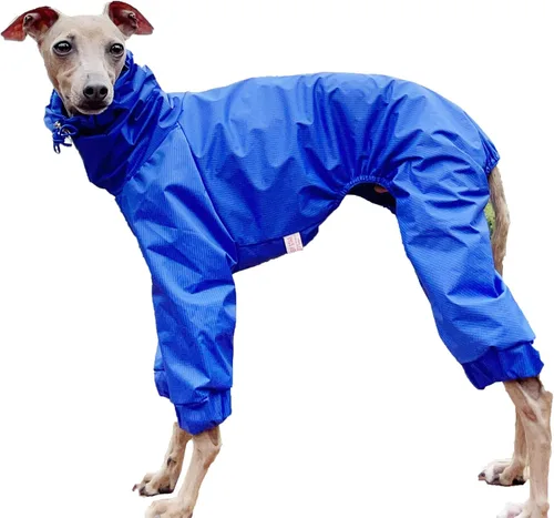 Miniatura 36 de D Doggy Star - Suéter de galgo italiano de cuello de tortuga, conjunto de mono de vellón cálido, ropa de Whippet para perro (XL, azul marino Pkt)