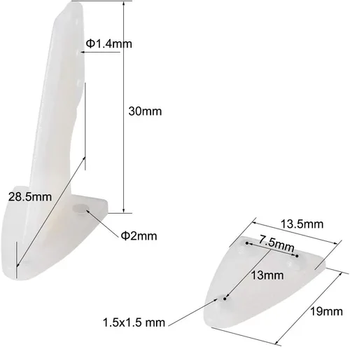 Miniatura 3 de uxcell Cuerno de control, bocinas de plástico de 1.181x1.122 in con 3 agujeros de 0.055 in para piezas de avión RC blanco 10
