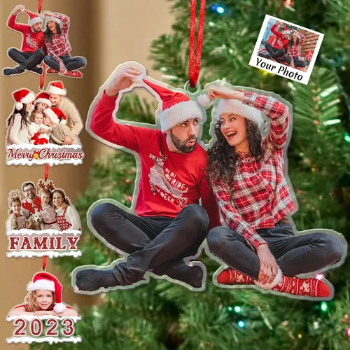 Miniatura 9 de Adornos de Navidad personalizados con foto personalizada, adornos acrílicos personalizados con texto de imagen personalizado 2023, familia, pareja