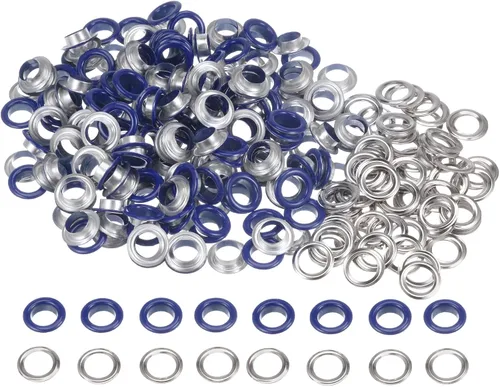 Miniatura 66 de HARFINGTON Juego de 200 ojales redondos de color de 0.394 pulgadas, ojales metálicos con arandelas para álbumes de recortes, zapatos, ropa, lona