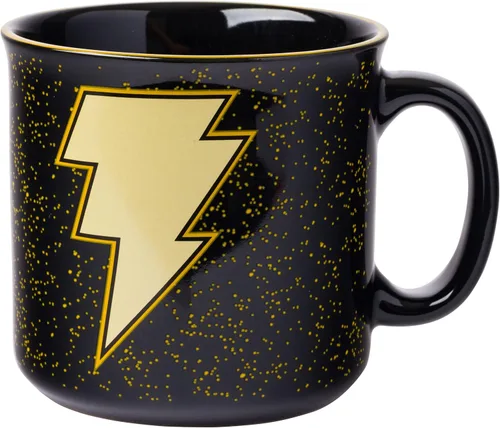 Silver Buffalo - Taza de café de cerámica estilo cámper de Black Adam de DC Comics, 20 onzas DC Comics Negro Adam Lightning Bolt