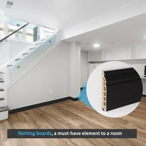 Miniatura 3 de Art3d Moldura para zócalo de pared, paquete de 8 unidades de 56 x 3.2 pulgadas, zócalo de poliestireno de alto impacto, instalado con pegamento