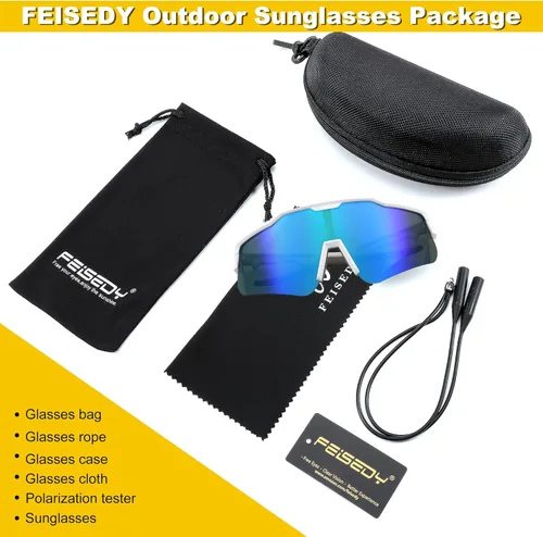 Miniatura 8 de FEISEDY Gafas de sol deportivas polarizadas para jóvenes, gafas de sol de ciclismo para niños, gafas de béisbol deportivas para niños y niñas de 8 a
